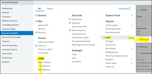 Accounts payable 1099 report