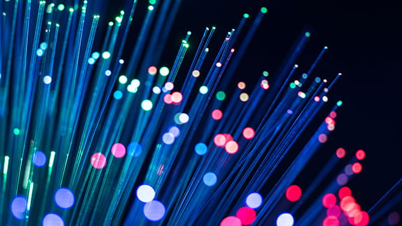 Illuminated Fiber Optics Red Green Blue Color Close-up View