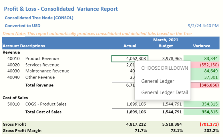 screenshot of report output.