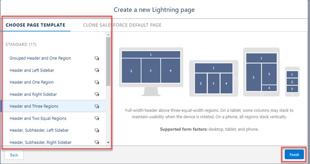 Choose Page Template Options Highlighted