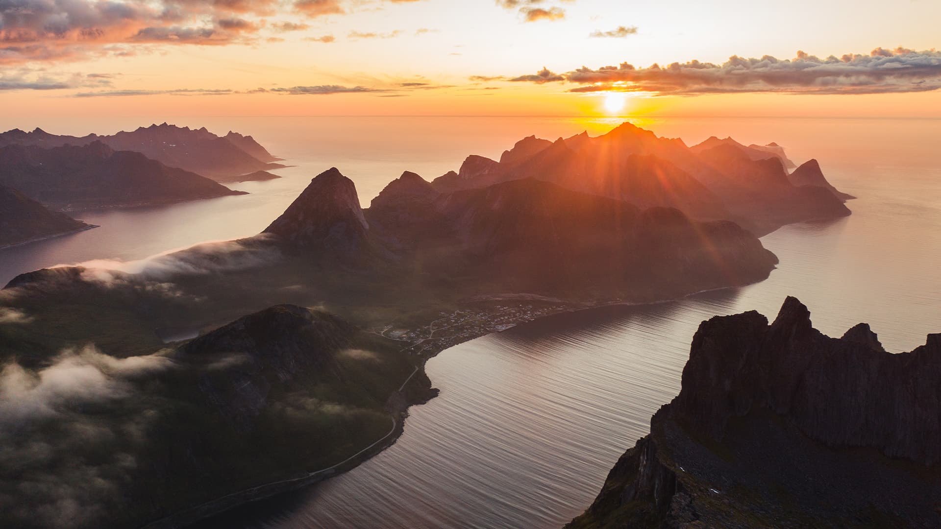 Scenic aerial view of Senja Island in Norway