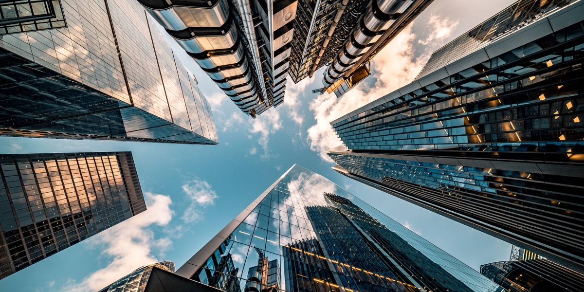 City skyscrapers with reflection