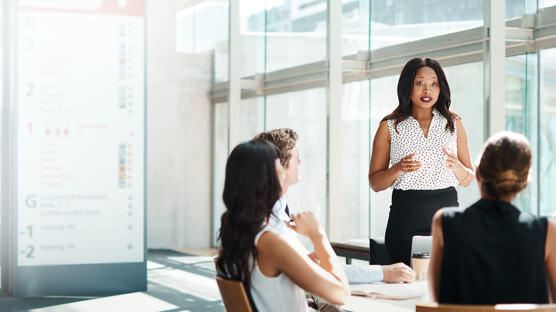 Woman leading meeting