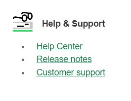 Figure 2: Help & Support section navigation.