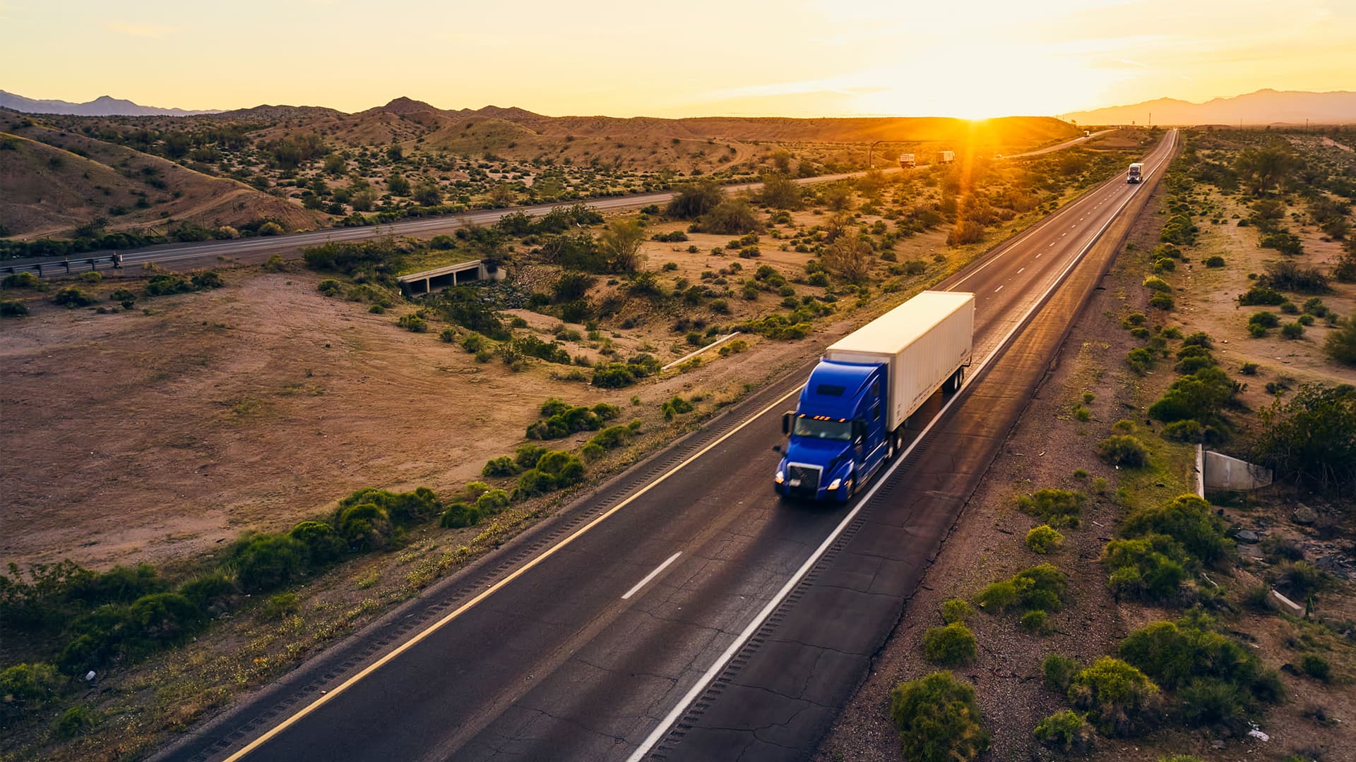 Long Haul Semi Truck On a Rural Western USA Interstate Highway