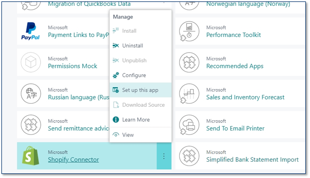 Shopify Connector in Microsoft Dynamics 365 Business Central