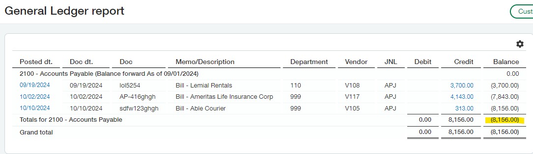 General Ledger Report