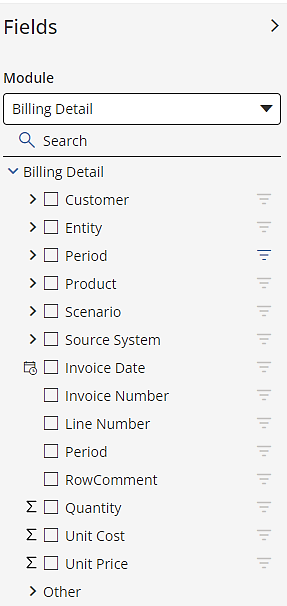 The complete configuration for the Billing Detail module.