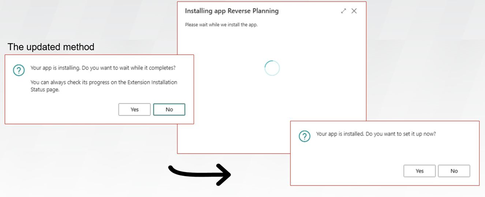 Installing app reverse planning in Microsoft Dynamics 365 Business Central