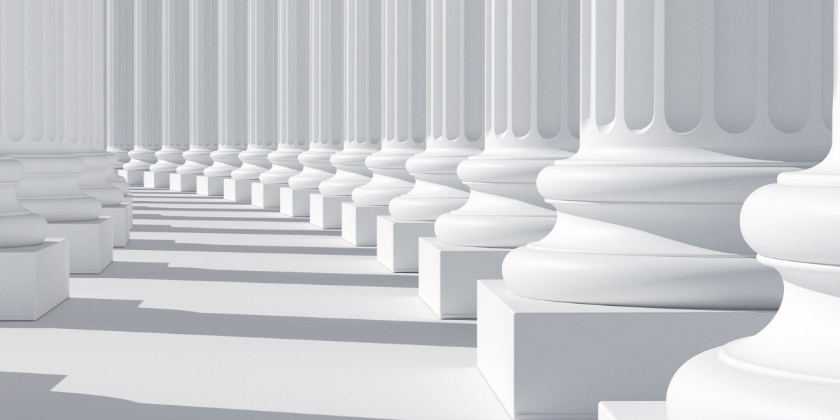 row of white marble pillars