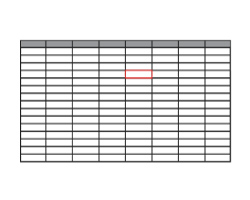 An empty spreadsheet with one of the cells highlighted in red.