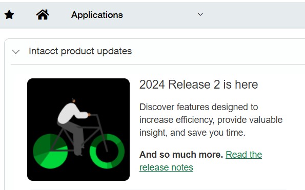 Screenshot of an Intacct product update 2024 release 2