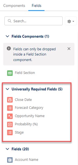 Universally Required Fields Highlighted