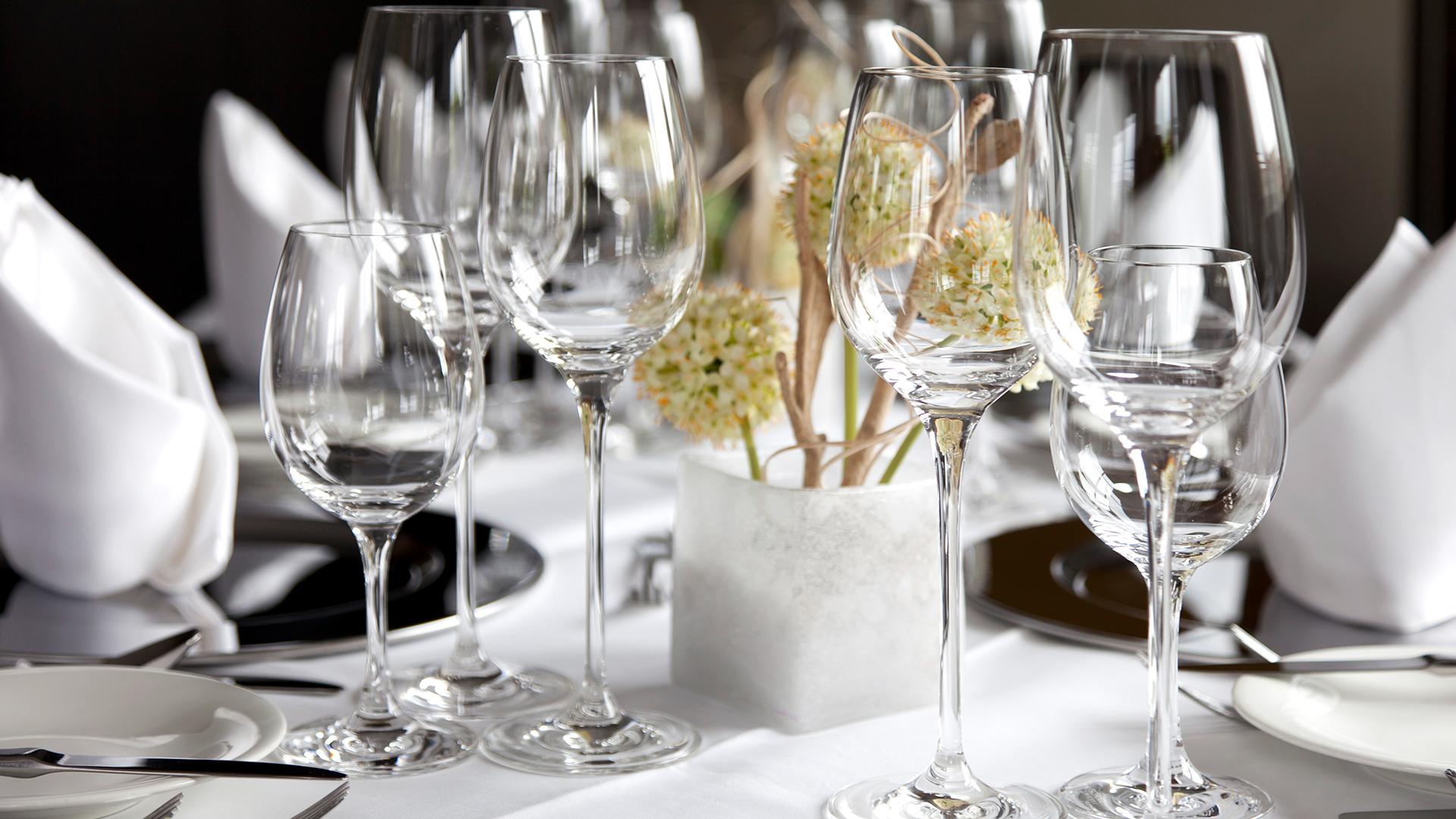 Wine Glasses at a Table Setting