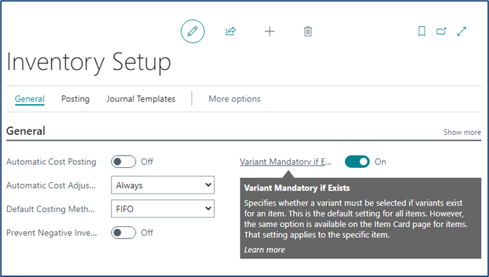 Inventory in Microsoft Dynamics 365 Business Central