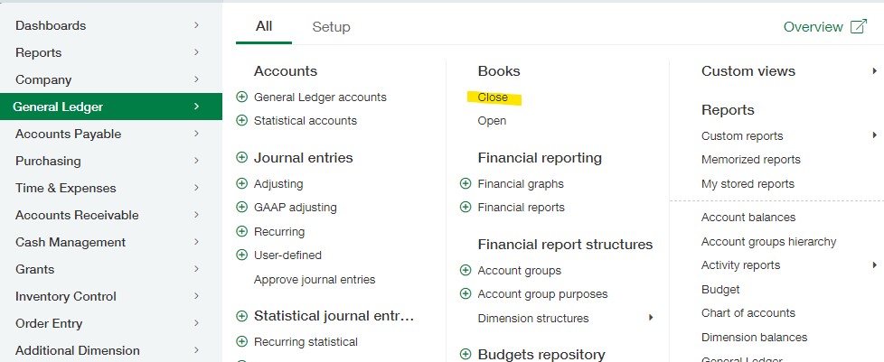 Applications General Ledger Books Close