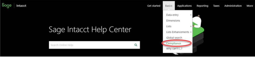 Sage Intacct Help Center Compliance